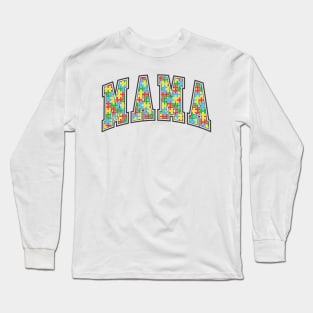 Mama Puzzle Autism Awareness Gift for Birthday, Mother's Day, Thanksgiving, Christmas Long Sleeve T-Shirt